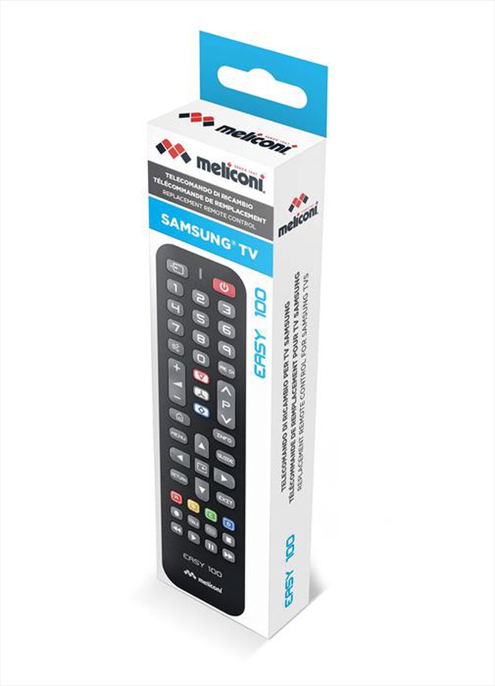 "MELICONI - Telecomando di ricambio EASY 100 PER TV SAMSUNG-Calotta nera, tastiera grigia"