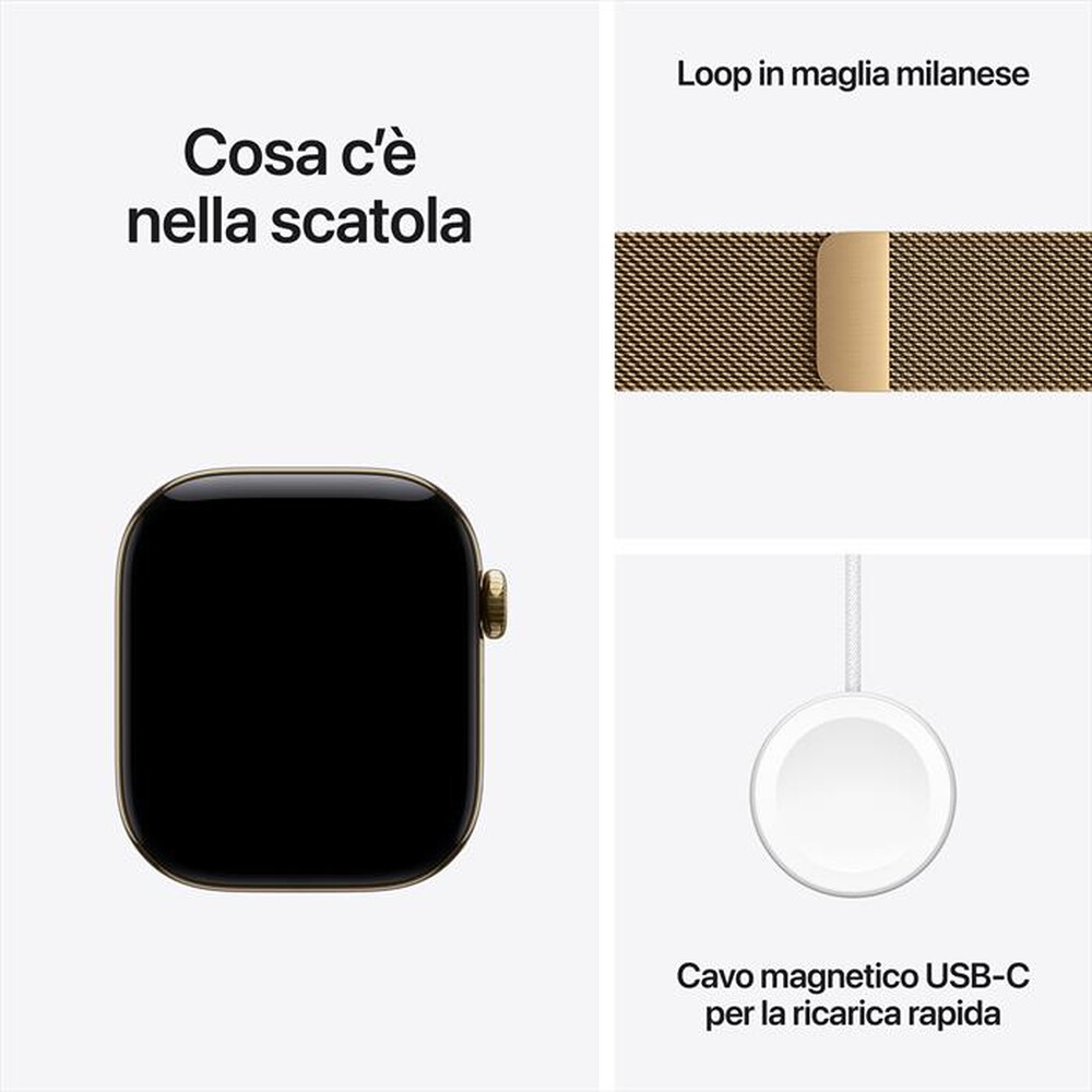 Immagine del prodotto APPLE - Watch Series 12 GPS + Cellular 42mm Titanio Oro-Loop milanese Oro brillante