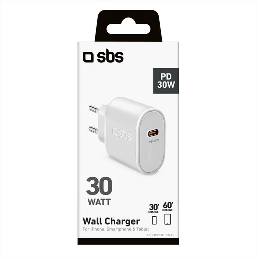 "SBS - Caricabatterie Power Delivery 30W TETR1CPD30-Bianco"