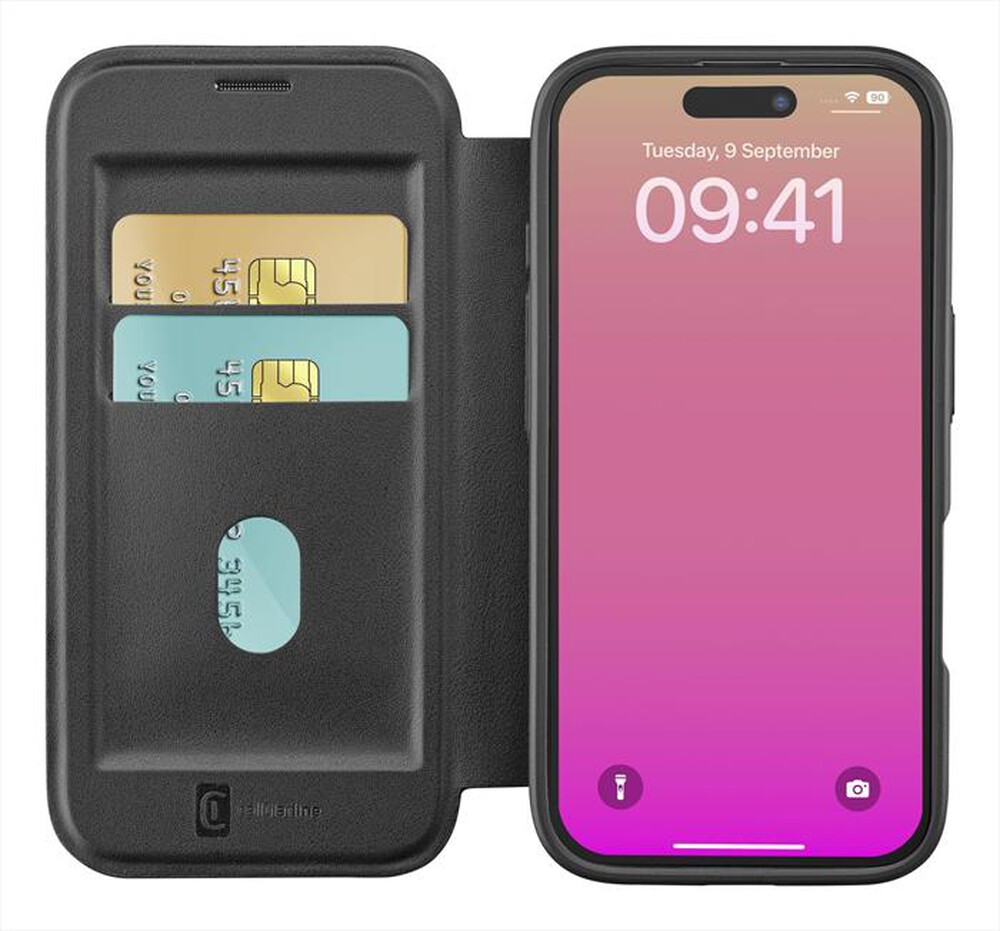 Immagine del prodotto CELLULARLINE - Custodia a libro DAILY MAG per IPHONE 17-Nero, Trasparente
