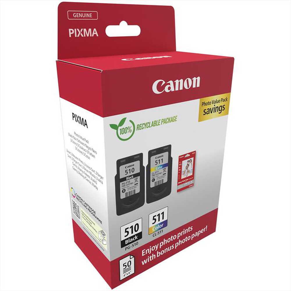 Immagine del prodotto CANON - PG-510 + CL-511 + CARTA FOTOGRAFICA GP-501-Multi
