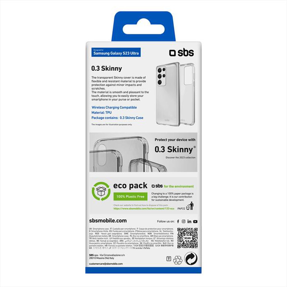 "SBS - Cover skinny TESKINSAS23UT per Samsung S23 Ultra-Trasparente"