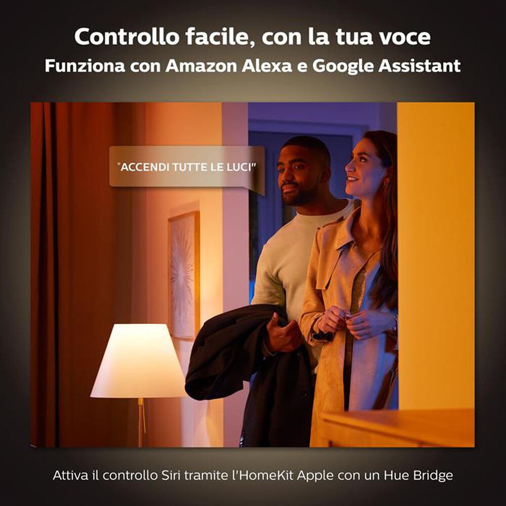 "PHILIPS - HUE WHITE, 2 FARETTI SMART, CONTROLLO VOCALE-Bianco"
