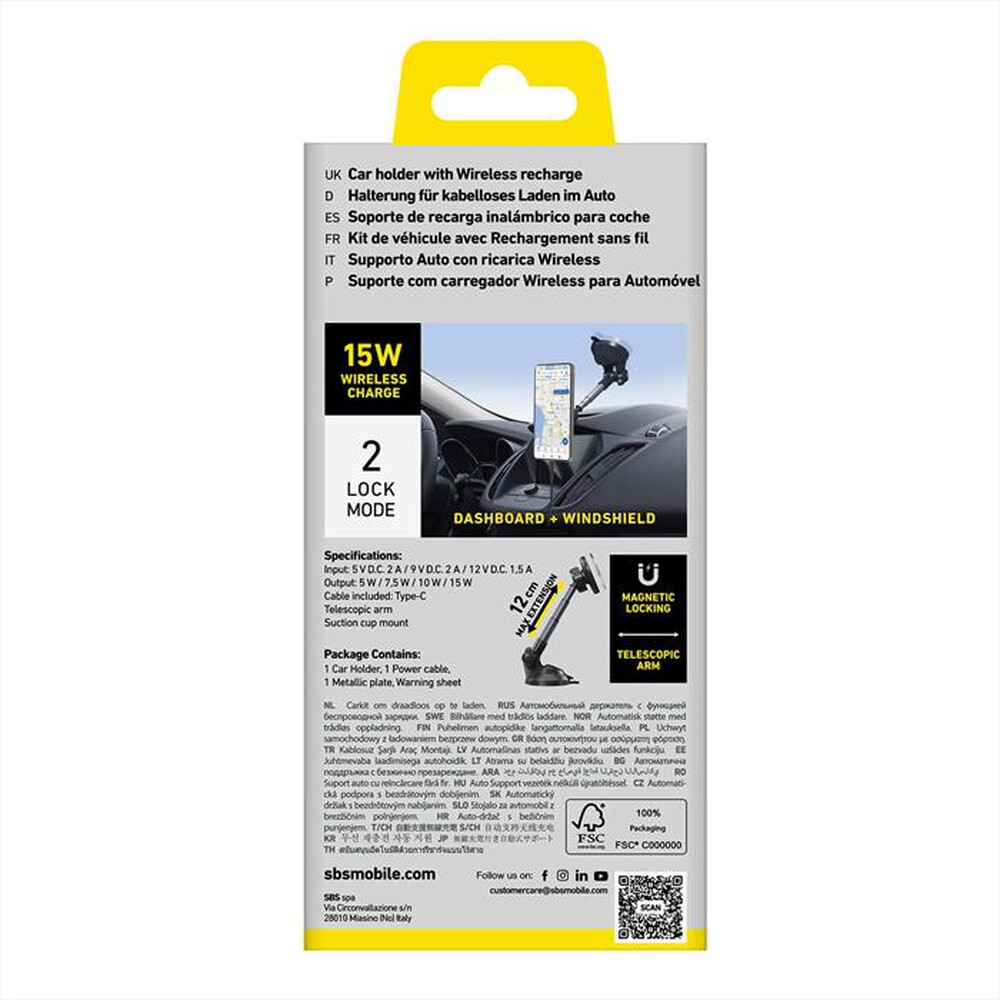 "SBS - Supporto auto telescopico TESUPPMAG15WLONGARM-Grigio"