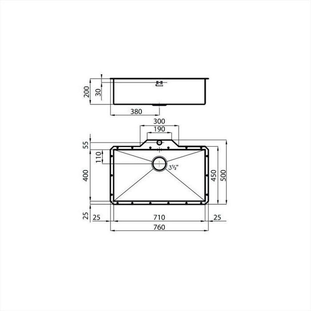 "FOSTER - Lavello lineare 1217 850 1 vasche-Inox spazzolato"