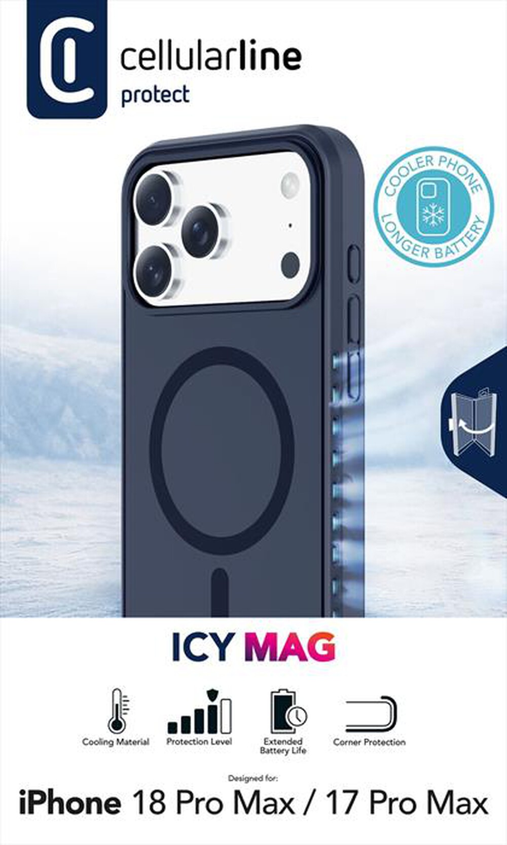 Immagine del prodotto CELLULARLINE - Cover ICY MAG per iPhone 18 Pro Max-Blu