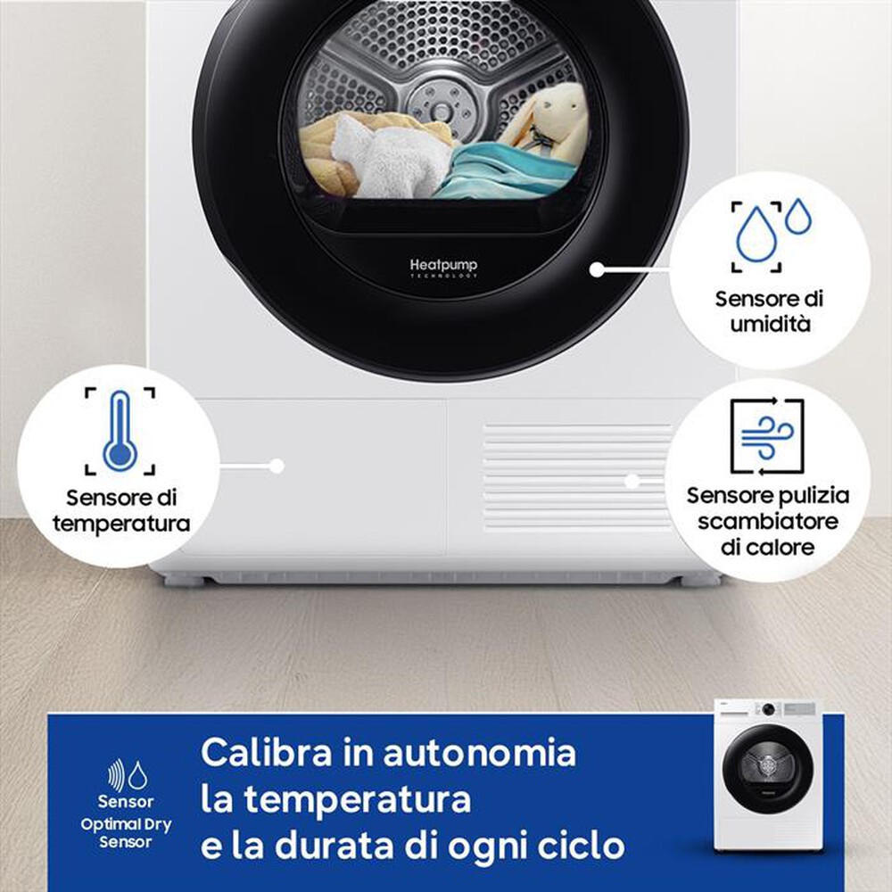 Immagine del prodotto SAMSUNG - Asciugatrice DV90DG52A0AHET 9KG Classe C-Bianco obl&ograve; nero display silve