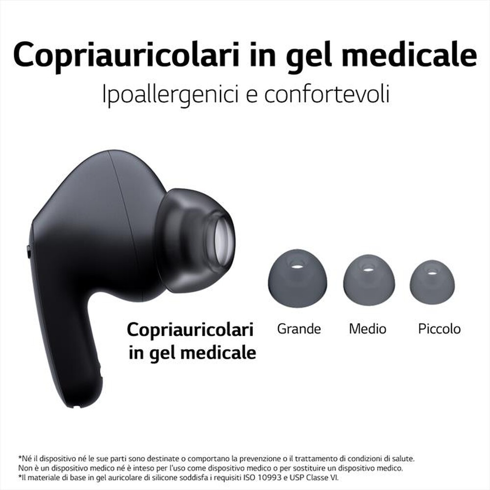 "LG - TONE FREE FP5 - CUFFIE TRUE WIRELESS BLUETOOTH-Nero - Charcoal Black"