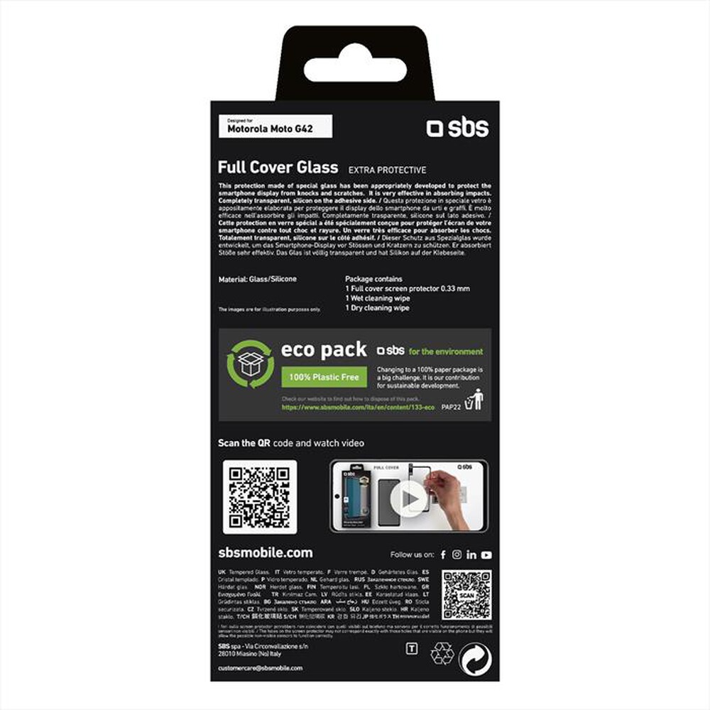 "SBS - Screen protector TESCRFCMOG42K per Moto G42-Nero"