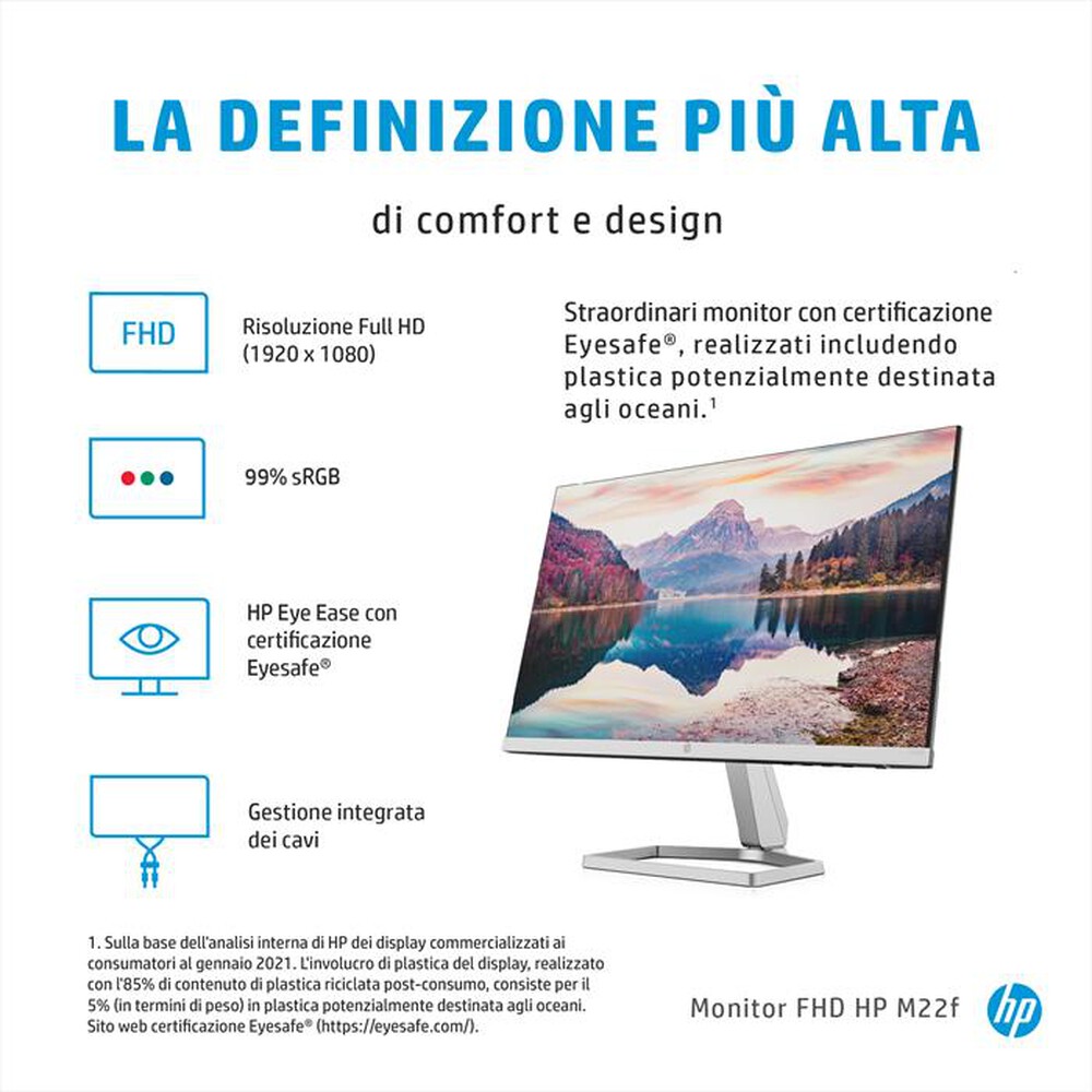 "HP - MONITOR LCD MONITOR FHD M22F-Silver"