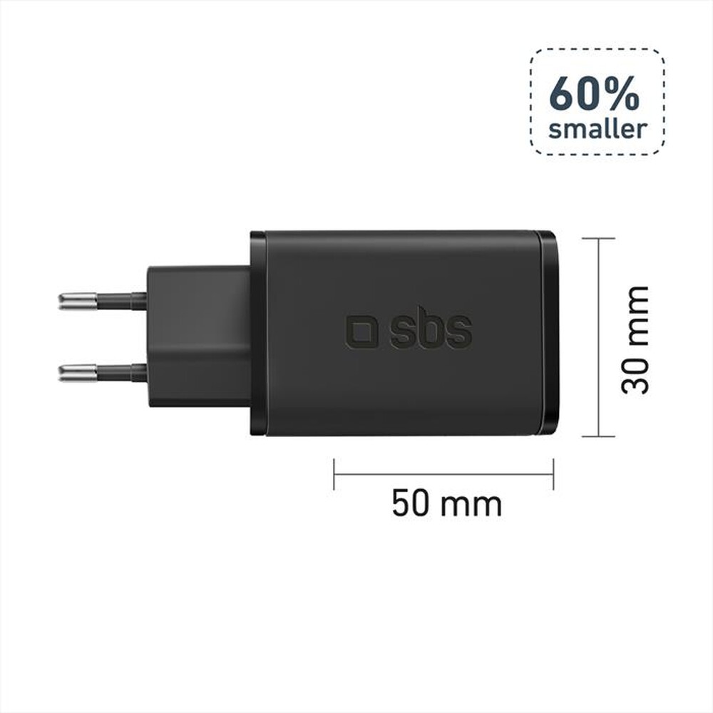 "SBS - Caricatore da rete TETRGAN1C65W-Nero"