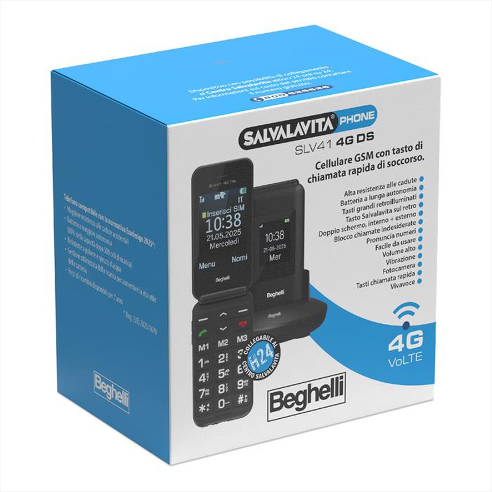 Immagine del prodotto BEGHELLI - Salvalavita Phone SLV41 4G Doppio Schermo 9141-grigio