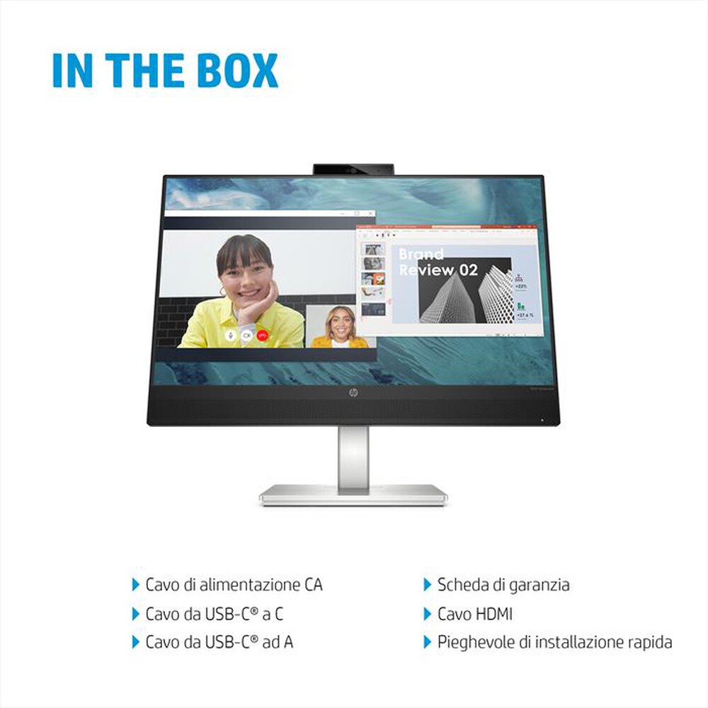 "HP - Monitor LED 23,8\" M24 WEBCAM-Nero, Argento"