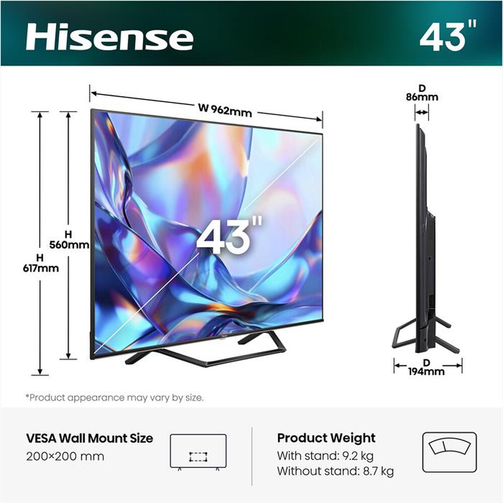 Immagine del prodotto HISENSE - 43A79S-NERO