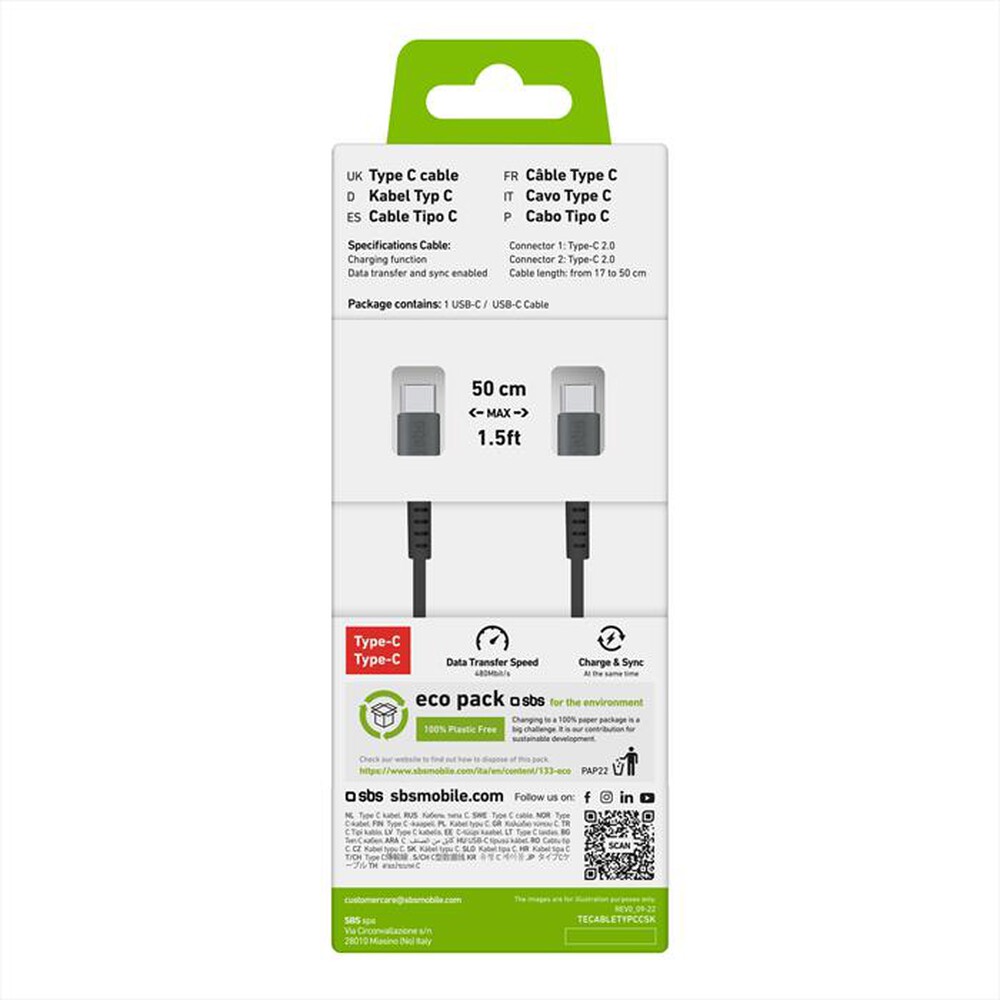 Immagine del prodotto SBS - Cavo spiralato 0,5m TECABLETYPCCSK-Nero