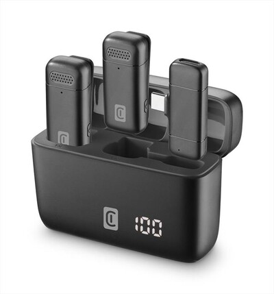 CELLULARLINE - Talk Pro Kit di due microfoni e un ricevitore-Nero