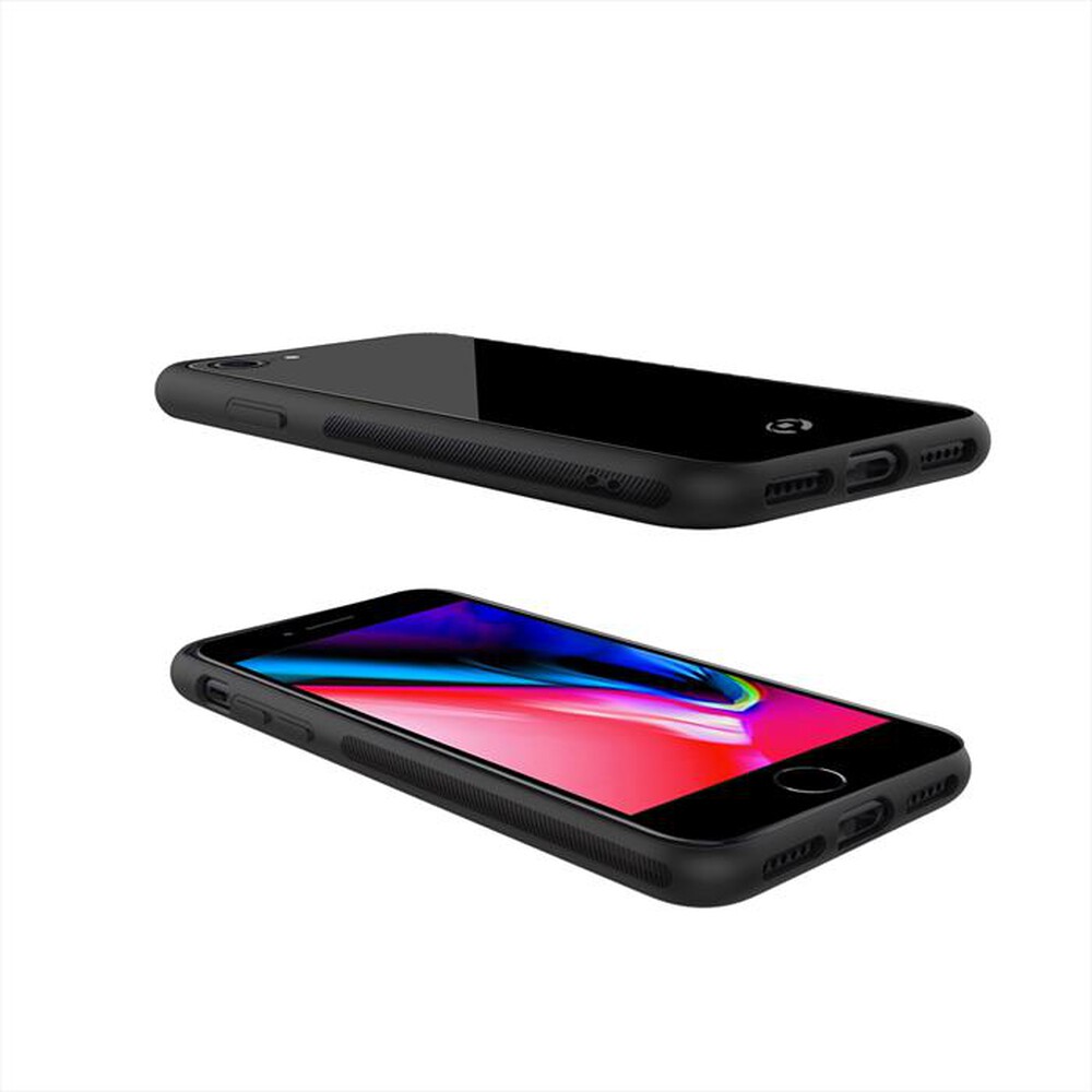 "CELLY - COVER PER IPHONE 7/8-Nero/Vetro temperato+TPU"