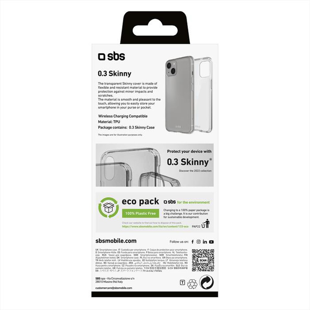 "SBS - Cover Skinny TESKINIP1461T per iPhone 14-Trasparente"
