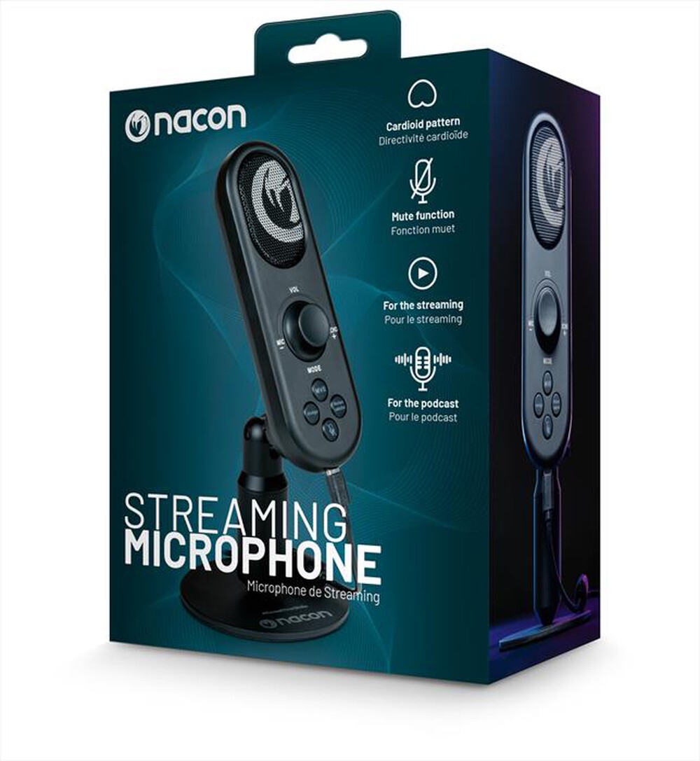 "NACON - MICROFONO STREAMING COMPATTO, MODELLO CARDIOIDE,PC-Nero"