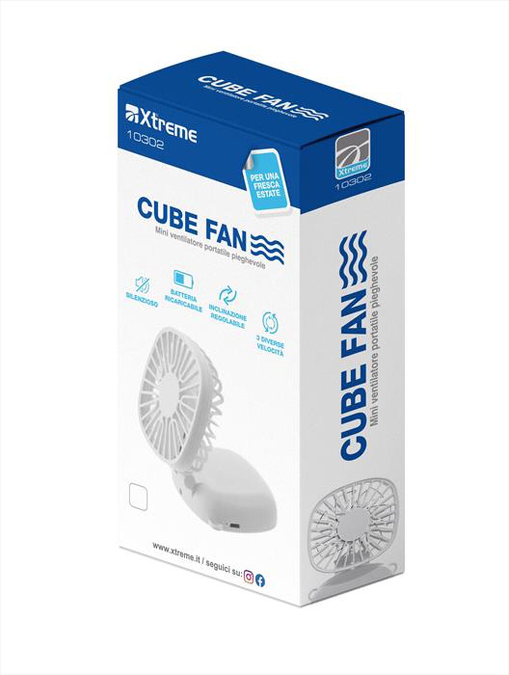 "XTREME - Mini ventilatore portatile pieghevole 10302-Bianco"