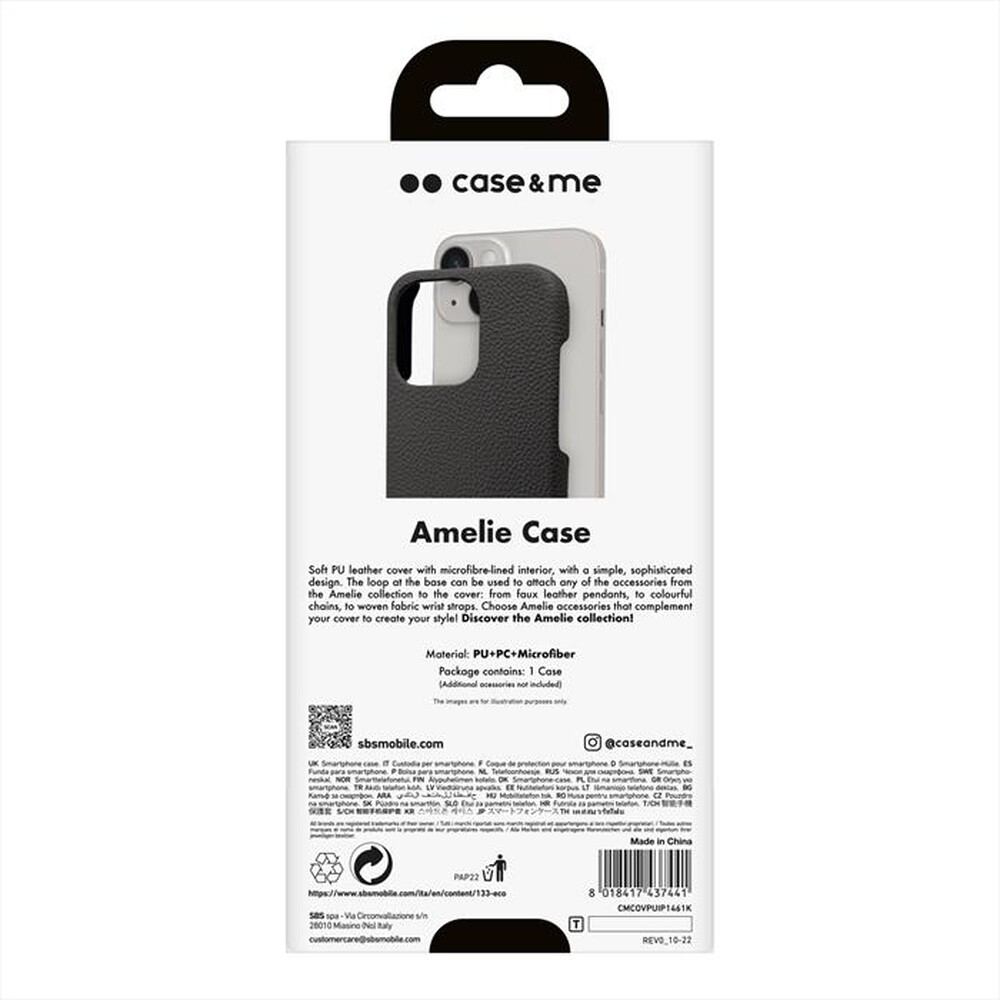 "CASEME - Cover ecoleather CMCOVPUIP1461K per iPhone 14-Nero"