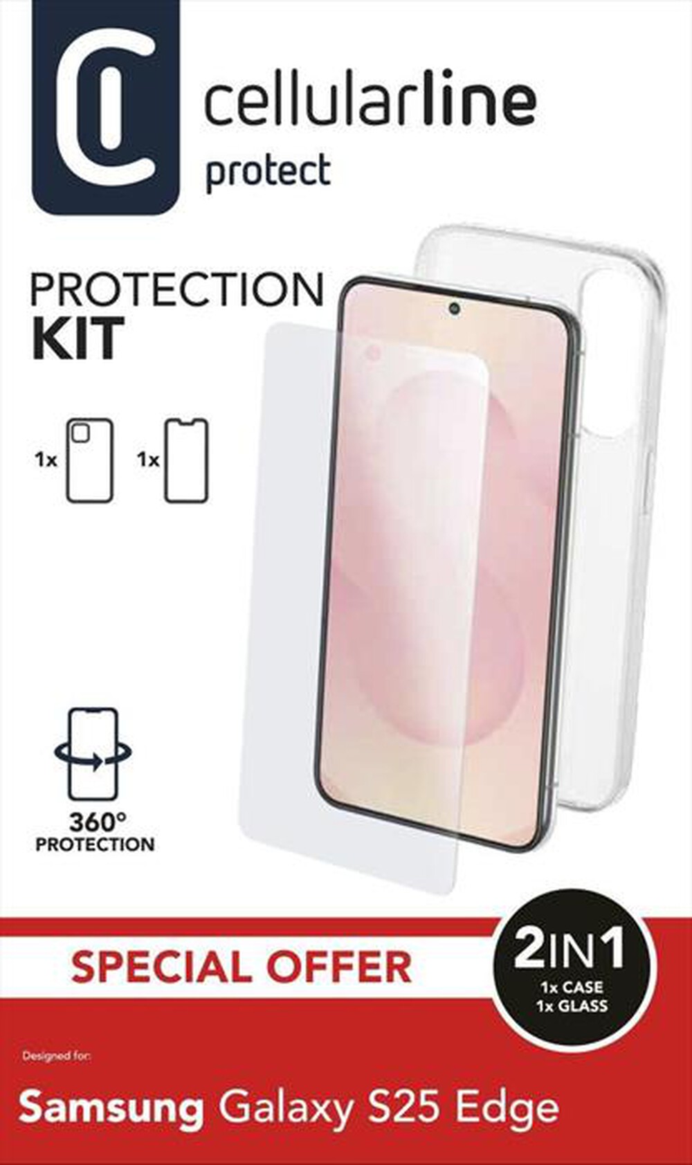 Immagine del prodotto CELLULARLINE - PROTECTION KIT - GALAXY S25 EDGE-Trasparente