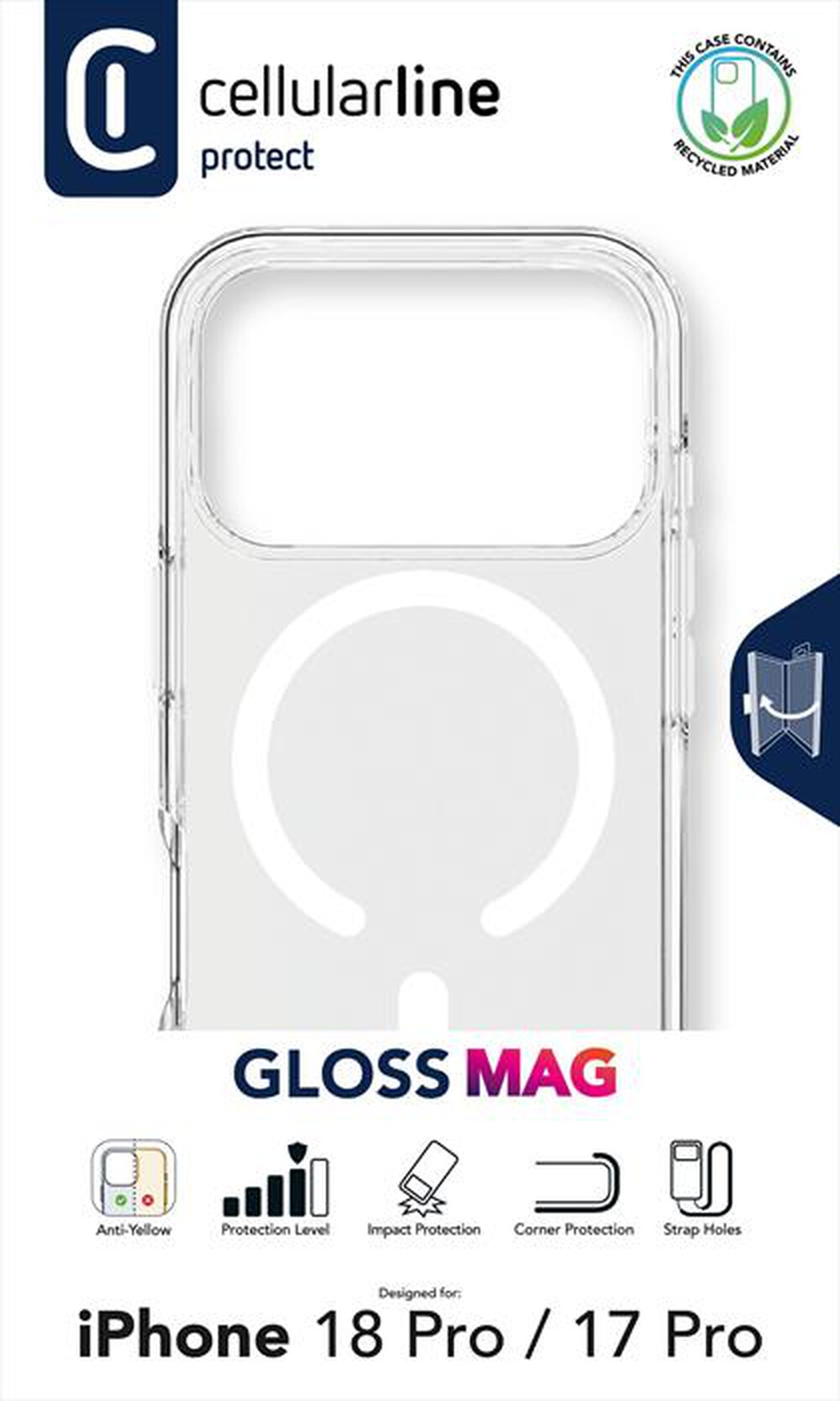 Immagine del prodotto CELLULARLINE - Cover GLOSS MAG per iPhone 18 Pro-Trasparente