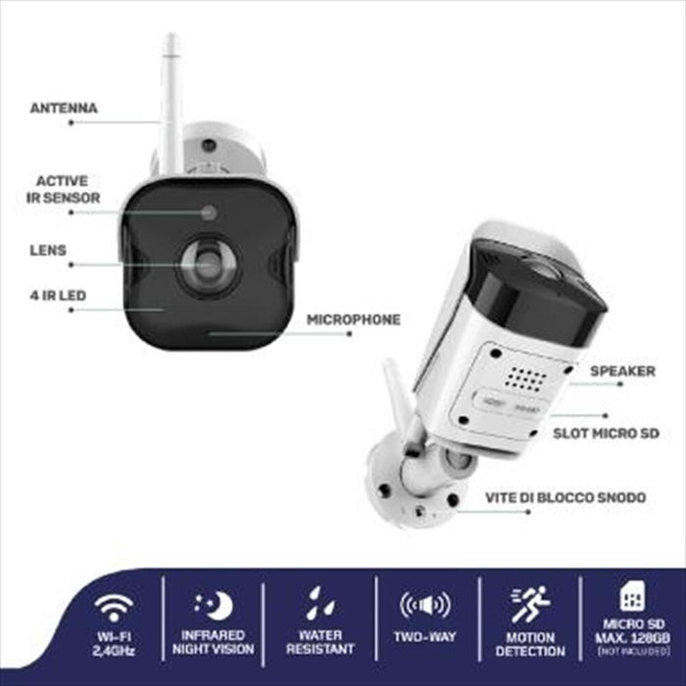 "ISNATCH - HEYCAMBULL PRO - TELECAMERA IP WI-FI DA ESTERNO-Bianca"