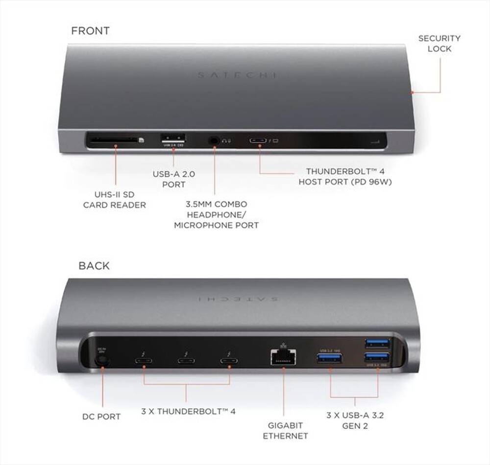 "SATECHI - DOCKING STATION THUNDERBOLT 4-grigio"