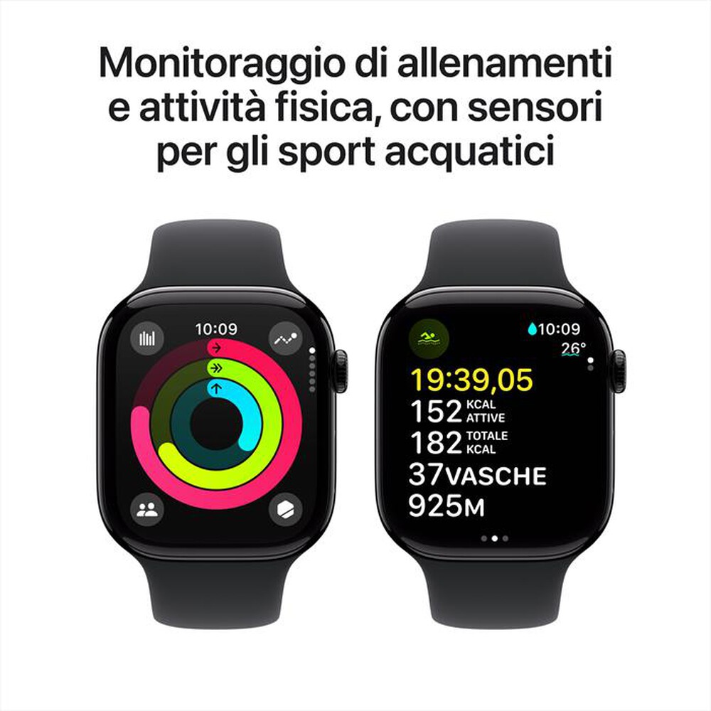 "APPLE - Watch Series 10 GPS 46mm Alluminio-Jet Black Sport Band Nero S/M"