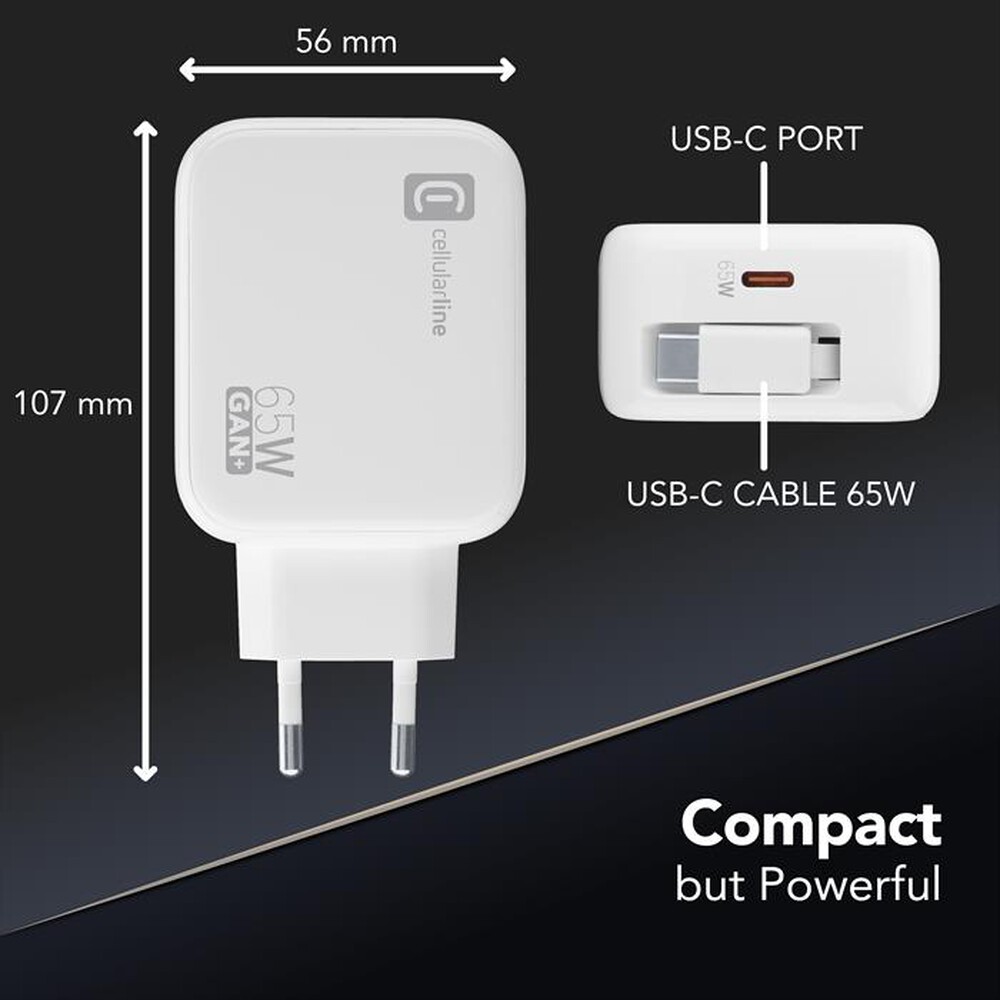Immagine del prodotto CELLULARLINE - RETRACTABLE POWER 65W-Bianco