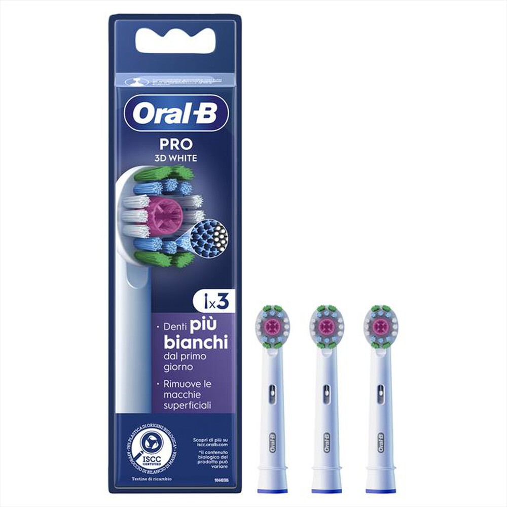 "ORAL-B - TESTINE PRO 3D WHITE. 3 TESTINE-BIANCO"