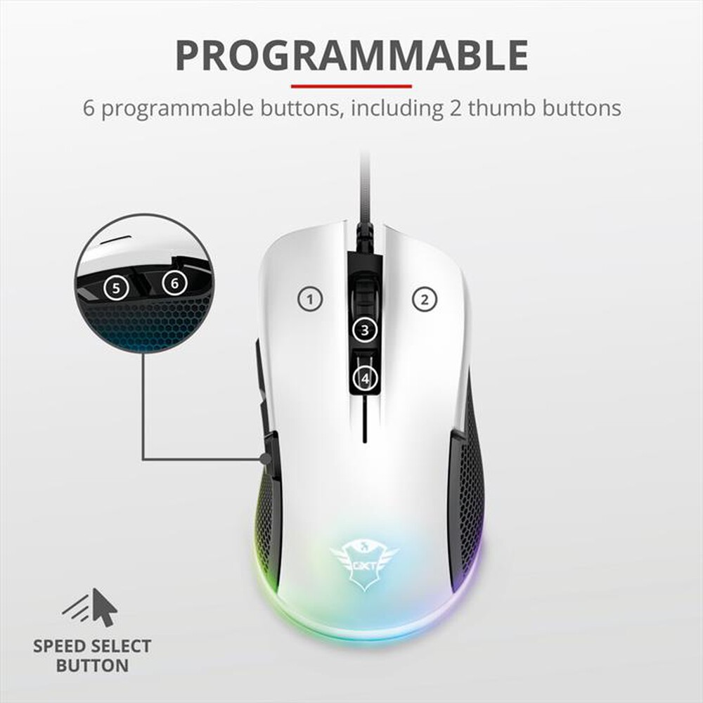 Immagine del prodotto TRUST - GXT 922W YBAR GAMING MOUSE-White/Black