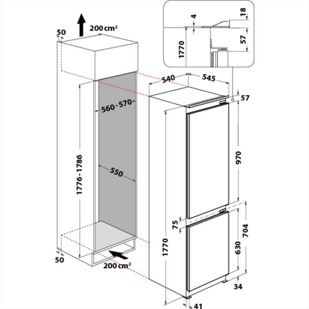 "INDESIT - Frigorifero incasso B 18 A1 D/I 1 Classe F"
