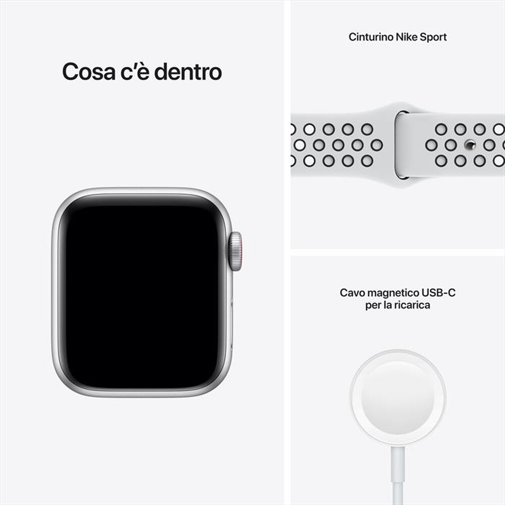 Immagine del prodotto APPLE - Watch NIKE SE GPS+Cellular 40mm Allu Argento-Sport Puro Platino/Nero