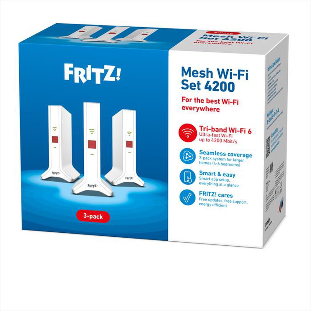 "FRITZ! - MESH WI-FI SET 4200 3-PACK-bianco/rosso"