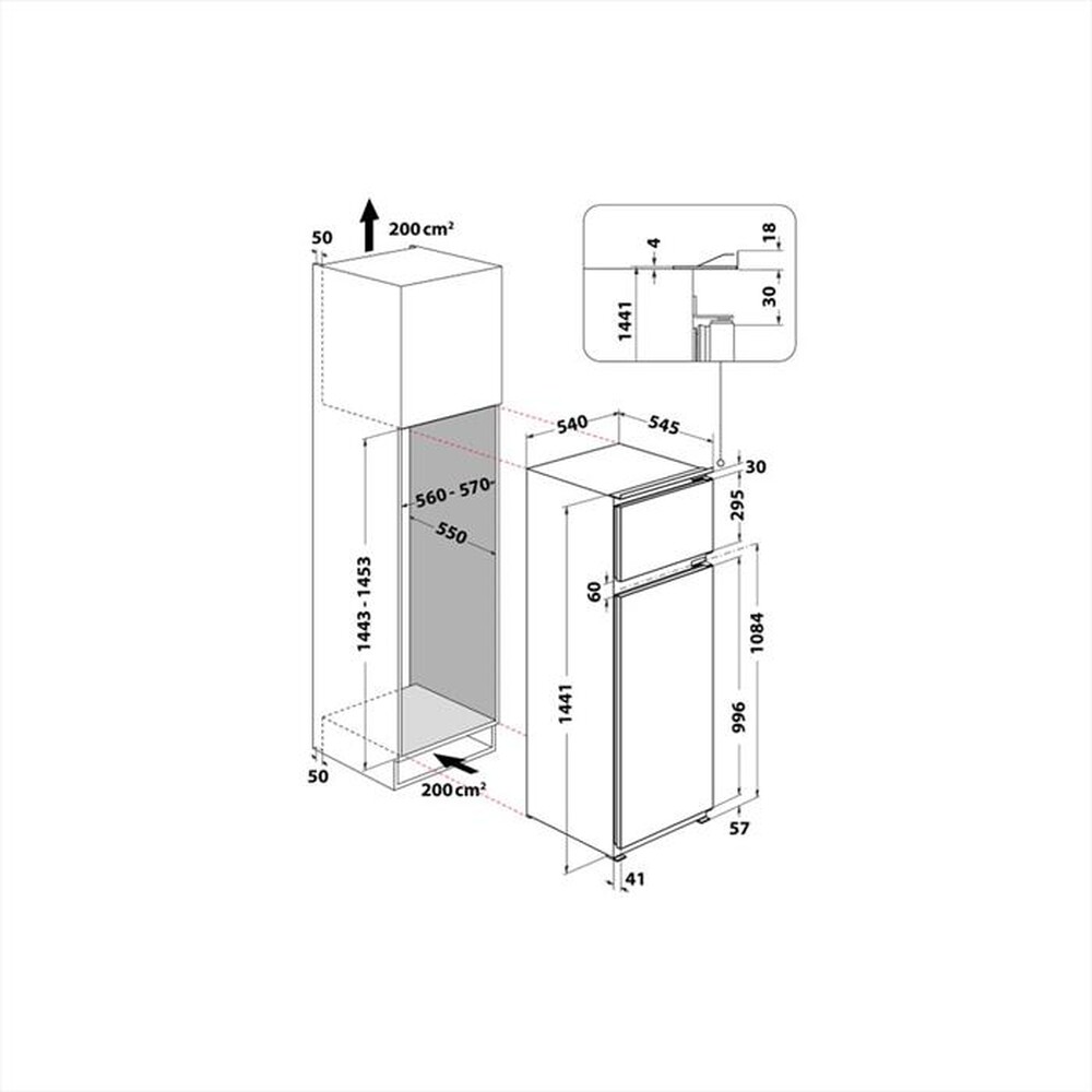 Immagine del prodotto WHIRLPOOL - Frigorifero 2 porte ART 3802 Classe E 218 lt-Bianco