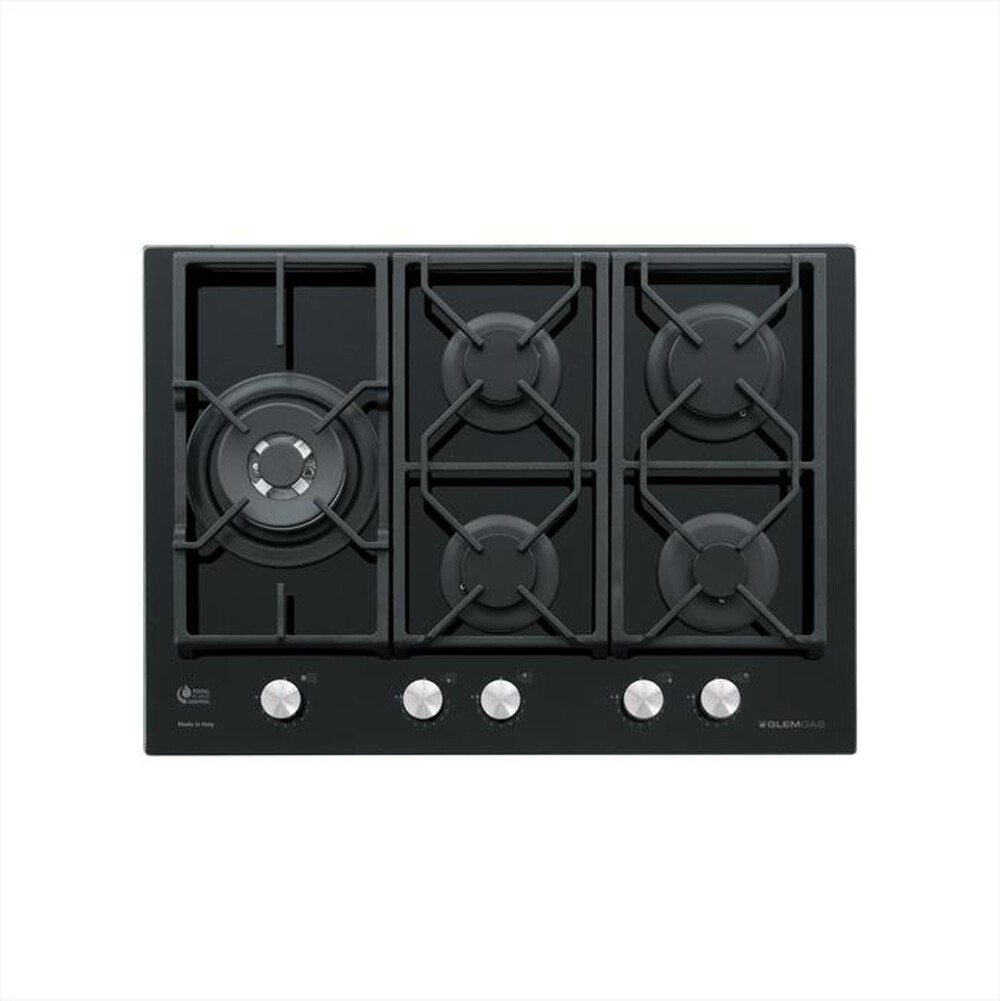 "GLEM GAS - Piano cottura a gas GV75TXBK 70cm-Nero Lucido"