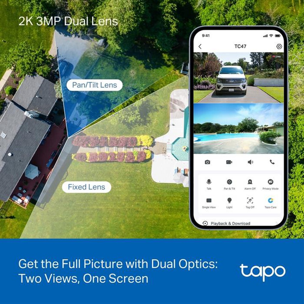 Immagine del prodotto TP-LINK - Telecamera sicurezza outdoor doppio obiettivo TC34-bianco