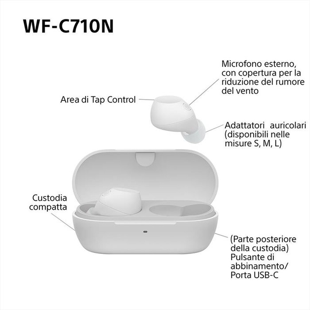 "SONY - Cuffie True Wireless WFC710NW.CE7-Bianco"