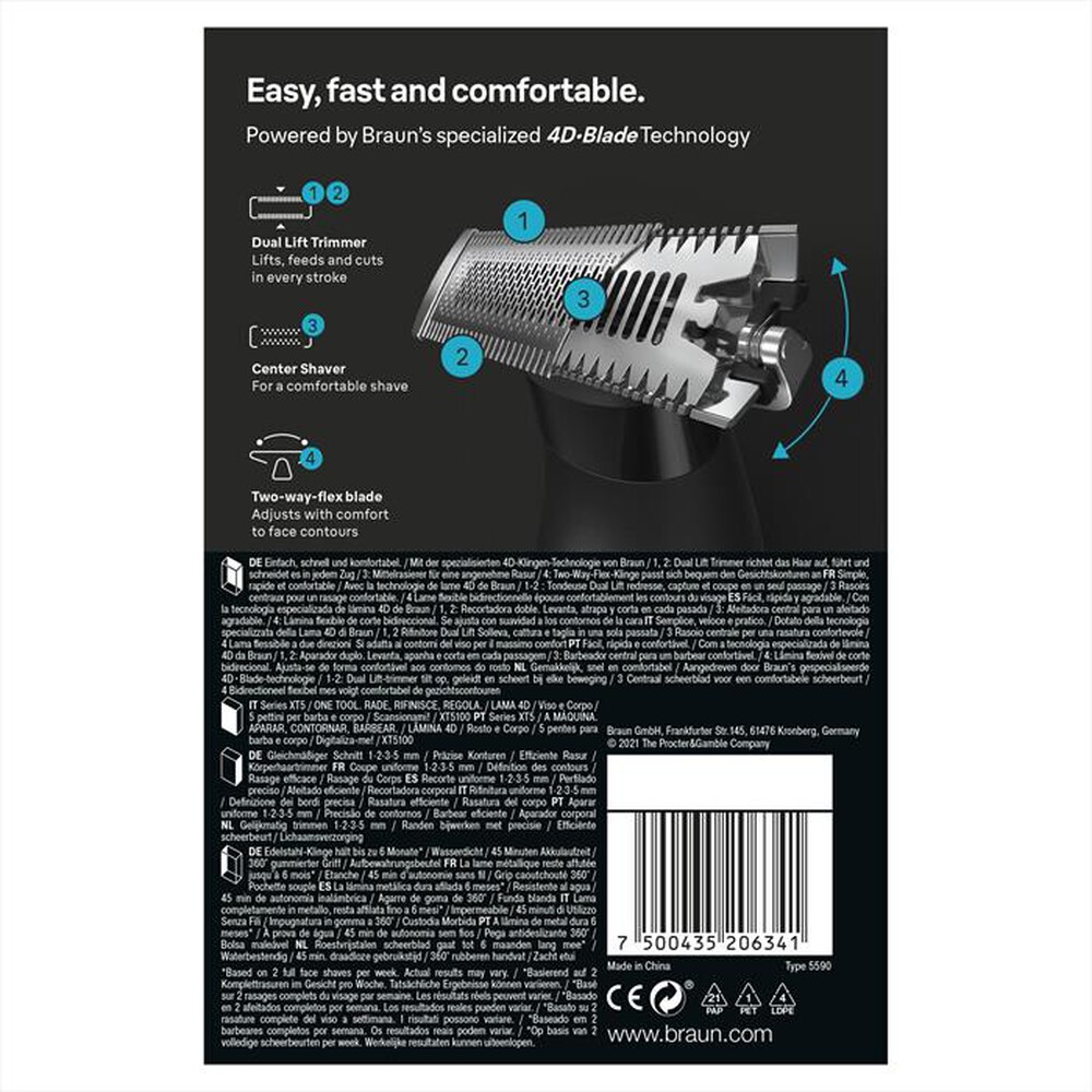 Immagine del prodotto BRAUN - Regolabarba SERIES X XT5100-NERO/GRIGIO METALLIZZATO