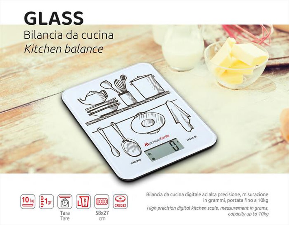 "MELCHIONI FAMILY - Bilancia da cucina GLASS-bianco"