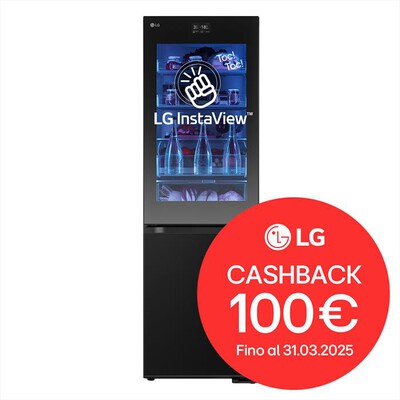 LG - Frigorifero combinato GBG7190CEV Classe C 349L-Black