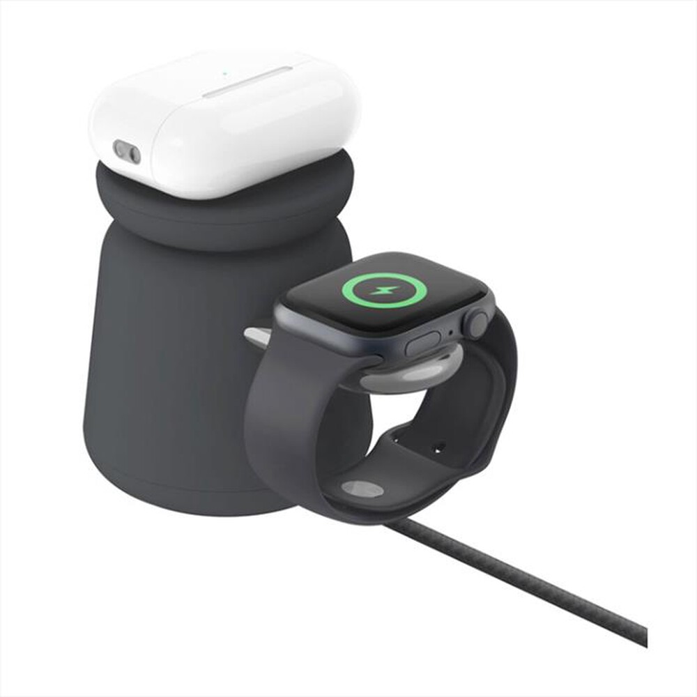 "BELKIN - SUPPORTO RICARICA MAGSAFE 2IN1 15W - CARBONE-Carbone - Nero"