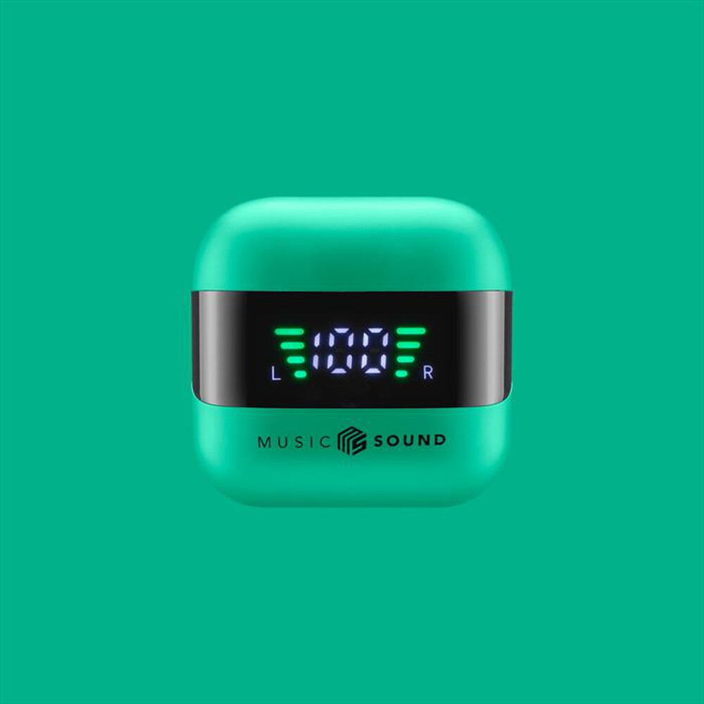 "MUSIC SOUND - AURICOLARI TWS CON DISPLAY LED-Green"