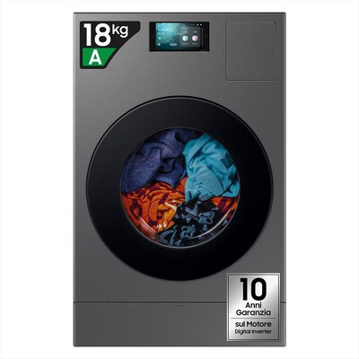 SAMSUNG - Lavasciuga WD18DB8995BZT2 18/11 Kg Classe A-Dark Silver Steel -obl&ograve; Nero