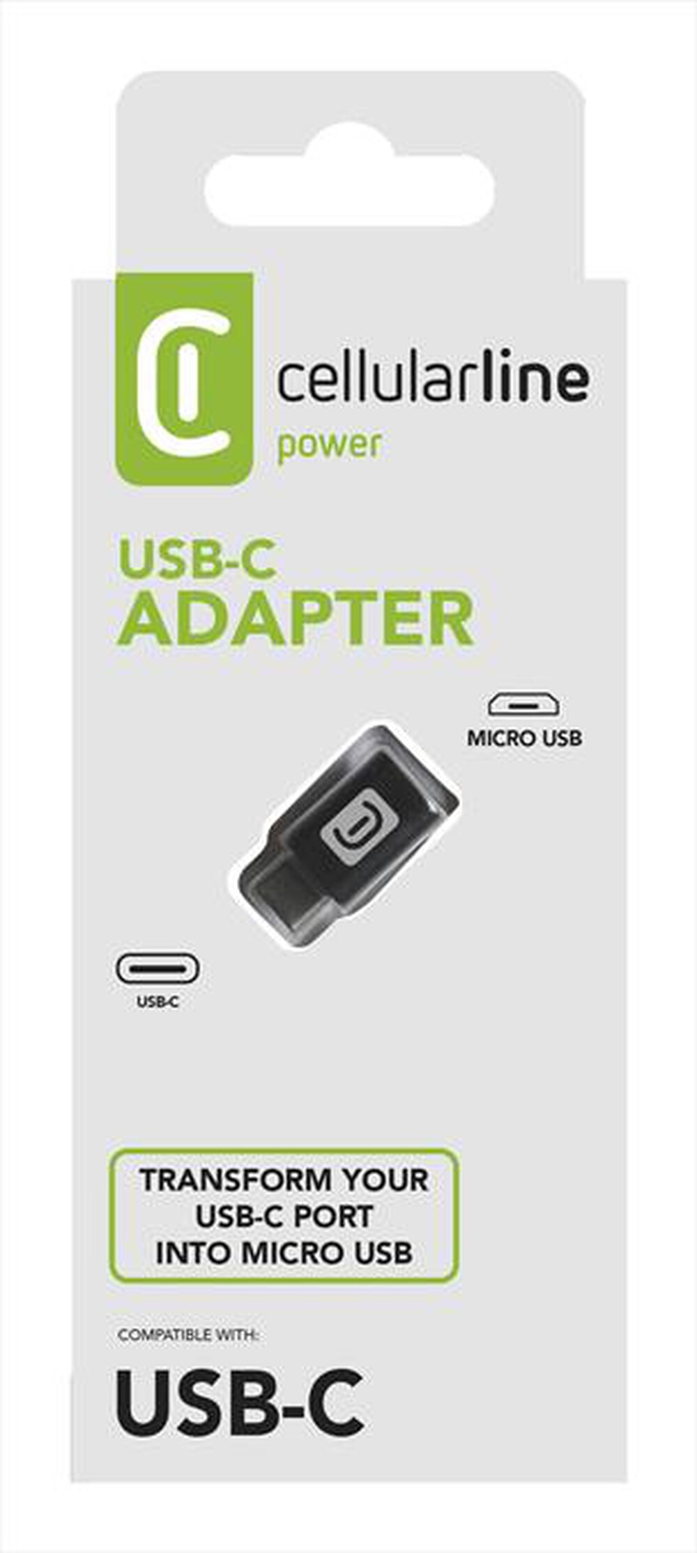 Immagine del prodotto CELLULARLINE - CHADUSBCK Microusb-usb-c Adattatore usb-Nero
