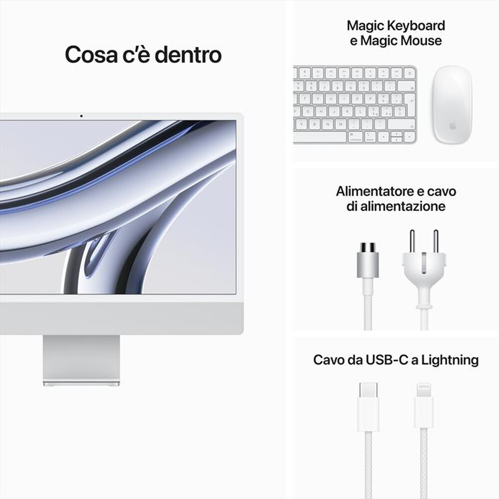 "APPLE - IMAC RETINA 24'' 4.5K M3 CORE 8 CPU 10 GPU 512GB-Argento"