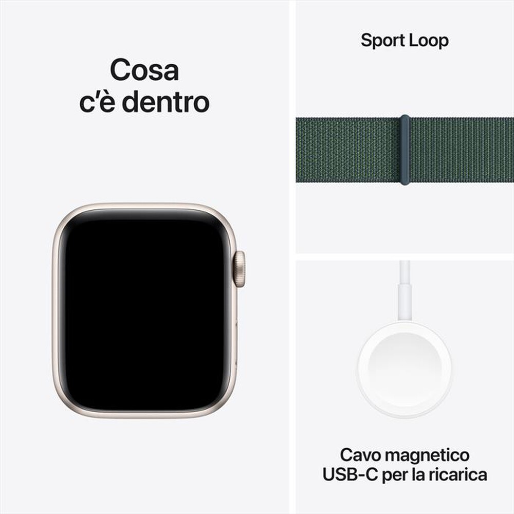 "APPLE - Watch SE GPS 44mm Cassa Alluminio-Galassia - Sport Loop Verde"