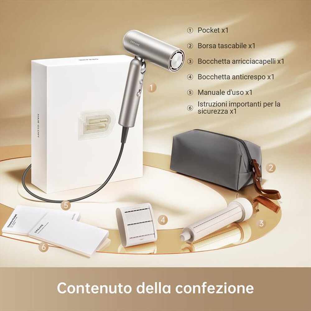 "DREAME - Asciugacapelli HAIR POCKET-Oro Titanio"